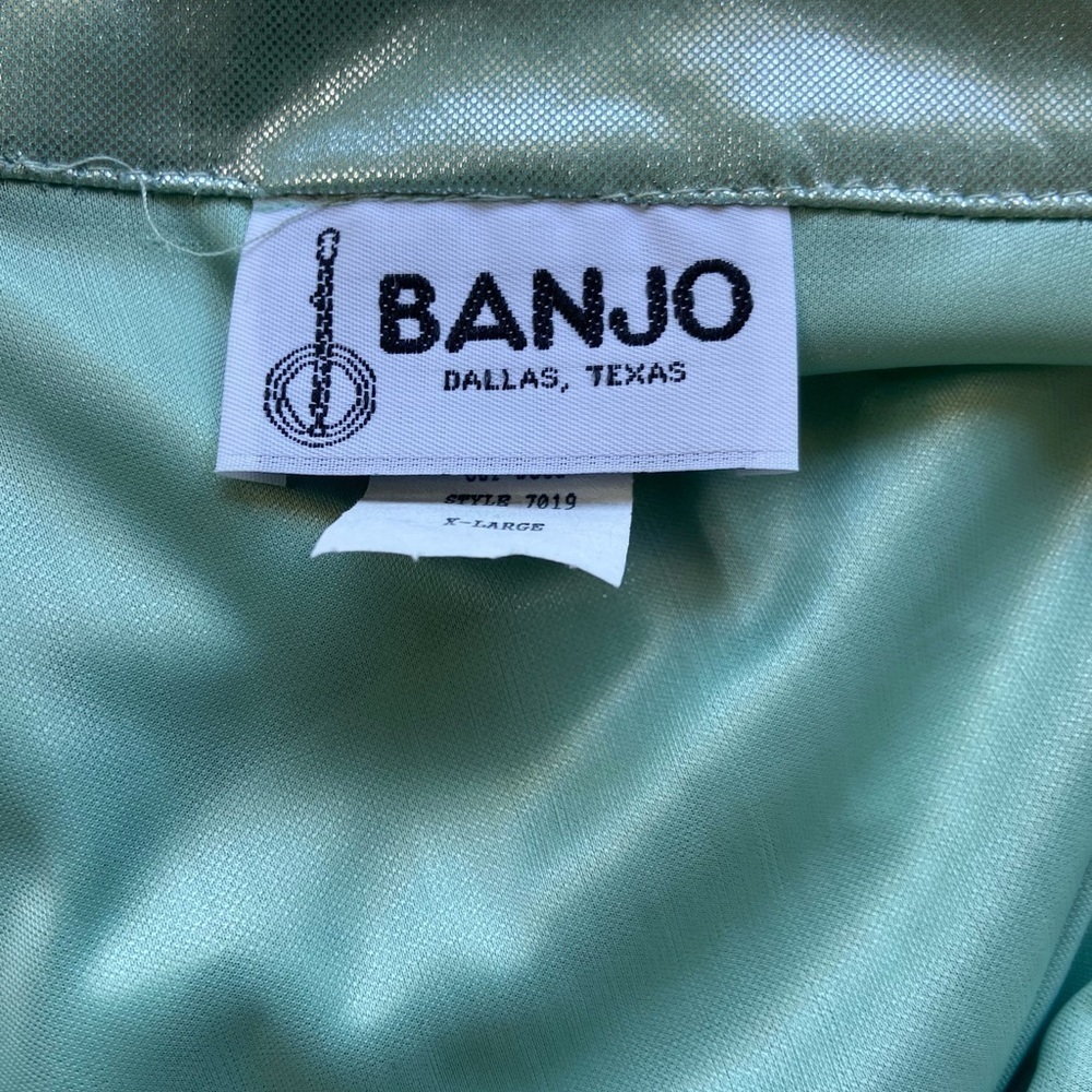 Vintage Banjo Western Shirt Metallic Satin Psychedelic Green Cowgirl Sz XL - Picture 4 of 8